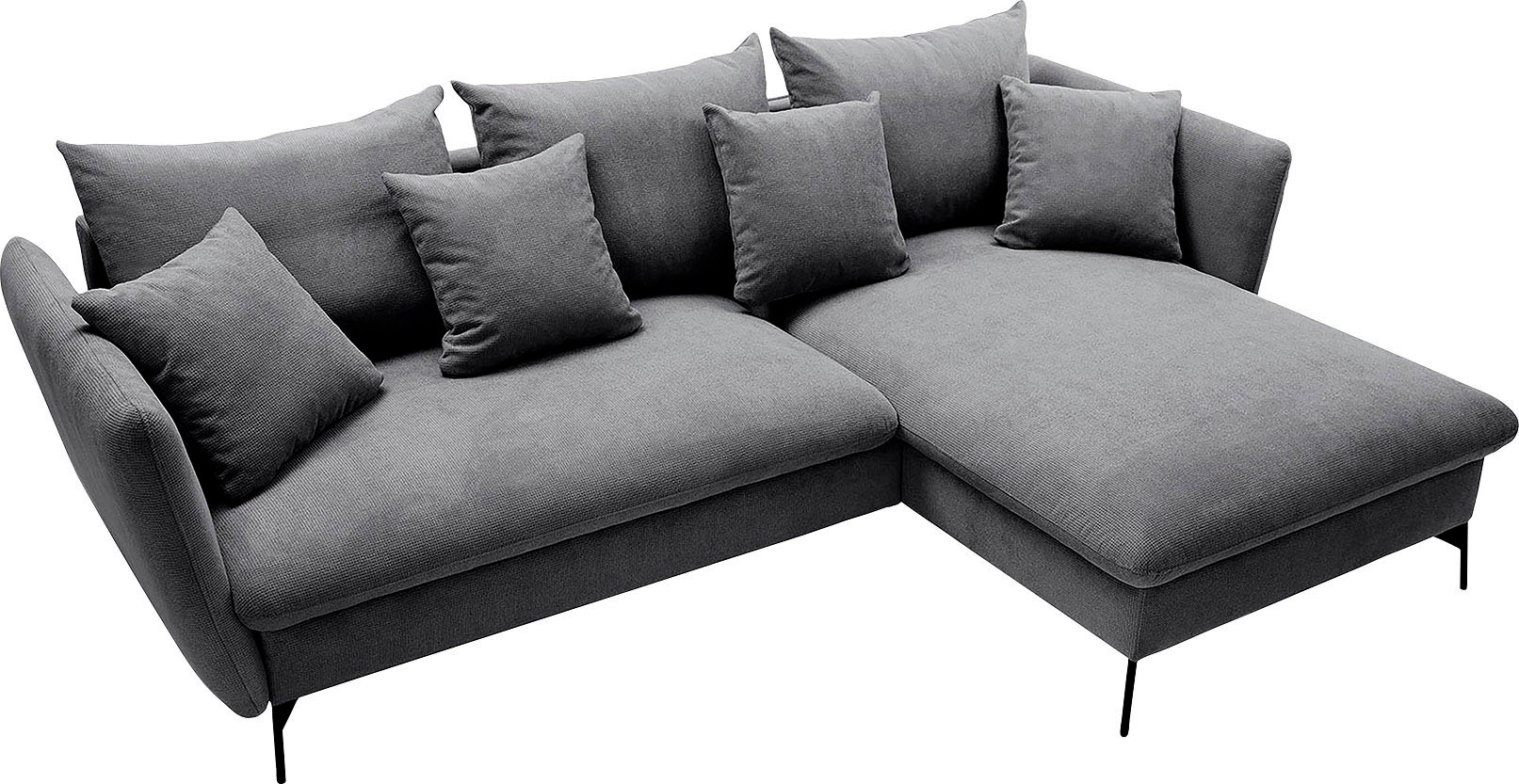 andas Ecksofa »LIVORNO,258 cm, L-Form,«, Schlaffunktion u. Bettkasten (139/224cm), Samt, Struktur, Webstoff