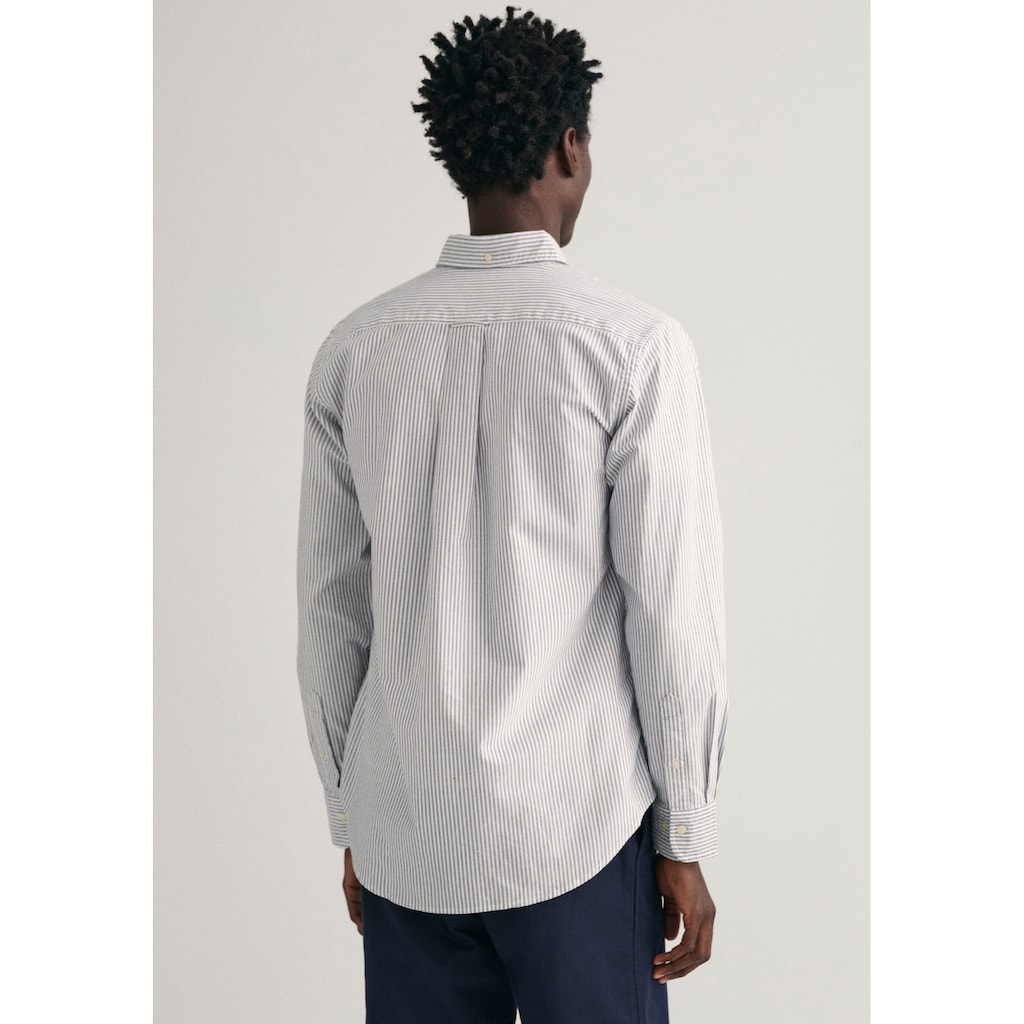 Gant Langarmhemd »Regular Fit Oxford Hemd strukturiert langlebig dicker gestreift«